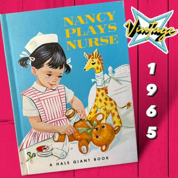Rand McNally Other - Nancy Plays Nurse, 1965 GIANT BOOK, Diane Sherman Vintage Children's Books.